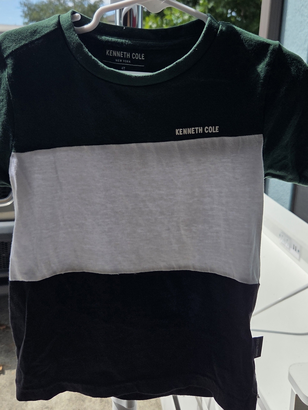 Kenneth Cole Dark Green, White & Black Colorblock Short Sleeve Tee